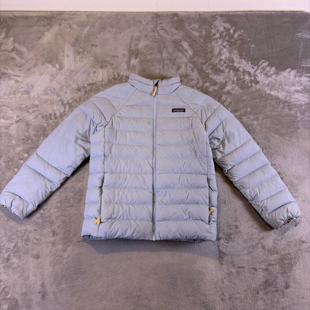 Patagonia NetPlus Girls Size 10 Goose Down Puffer Jacket Blue Kids Outdoor Coat - Picture 8 of 8